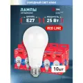 Лампочка светодиодная ЭРА LED E27 25 Вт A60 груша 6500К холодный белый свет набор 10 штук