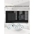 Розетка с двухклавишным выключателем, рамка стекло, цвет чёрный. F8