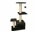 Когтеточка домик PetSmile 3-х уровневый с дополнительным столбом. Шоколадный.110х58х35.