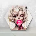 Картина по номерам Флюид Мэрилин Монро холст гексагон 37x32 см, с кристаллами из хрусталя, 29 цветов