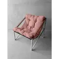 Кресло мягкое удобное для отдыха, уличное, на балкон, на веранду, в стиле лофт, минимализм, Слэш ++ велюр розовый