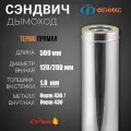 Сэндвич-труба для дымохода 0,5 м, 120х200, AISI 430/430, 0,8 мм/0,5 мм, (К)