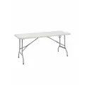 Стол складной пластиковый METMEBEL, модель Сатурн 181х74,5х74,5 см, нагрузка до 100 кг, белый, серый