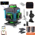 Лазерный уровень Kezers KL4D-03G, Зеленый луч 360 4D 16 Линий, С 2-мя литиевыми батареями емкостью 4000 мАч, штатив 1,6 м, нейлоновая сумка