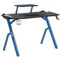 Игровой компьютерный стол SKYLAND SKILLL CTG-001, черный/синий, 120х60х75 см металл/мдф с надстройкой для монитора