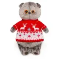 Мягкая игрушка 30 см Basik&Co в подарочной коробке - Кот Басик в свитере с оленями