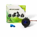 Usb розетка для авто на 2 гнезда 3.0 х 2 / вольтметр 12V - 24V синяя LED подсветка врезной
