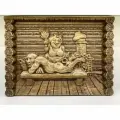 Панно настенное резное из дерева / Дед с бабкой / 43х60 см