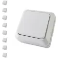 Выключатель TDM Ладога одноклавишный белый для открытой проводки (комплект из 8 шт)