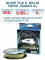 Шнур плетеный для рыбалки YGK X-Braid Super Jigman X4 200 м #1.2 диаметр 0.185 мм разрывная нагрузка 20lb 9.0 кг разноцветный