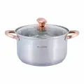 Кастрюля из нержавеющей стали с медными ручками, стеклянной крышкой, 4,5 литра
