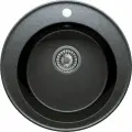 Мойка для кухни кварцевая TOLERO CLASSIC R-108, Черная, Врезная, Каменная, Круглая (Уголь)