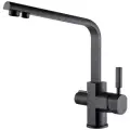 Смеситель для кухни Kaiser Decor 40144-2 с краном для питьевой воды, черный, однорычажный, латунный, матовый, с поворотным изливом