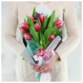 Букет Маркет Букет из 9 тюльпанов, монобукет, малиновые тюльпаны, 40 см