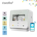 Компактная посудомоечная машина Comfee CDWC421GR-i, Wi-Fi, с/без подключения к водопроводу, сушка, белый/зеленый