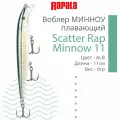 Воблер для рыбалки RAPALA Scatter Rap Minnow 11, 11см, 6гр, цвет ALB, плавающий