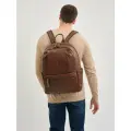 Рюкзак городской PouchMan, мужской, натуральная кожа, большой, для ноутбука, 21 л, 32х44х15 см, коричневый