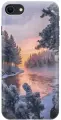 Силиконовый чехол на Apple iPhone SE (2022) / SE (2020) / 8 / 7 / Эпл Айфон СЕ 2022 / СЕ 2020 / 8 / 7 с рисунком Река в заснеженном лесу