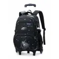 Рюкзак школьный для девочки на колесиках. Рюкзак с колесиками черный космос. Ручная кладь