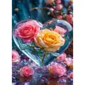 Алмазная мозаика на подрамнике 40x50 см. BoomBoomShop. Розы в сердце из стекла