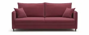 Диван-кровать PUSHE Фьорд прямой, велюр, темно-розовый Priority 385