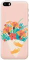 Силиконовый чехол на Apple iPhone SE / 5s / 5 / Эпл Айфон 5 / 5с / СЕ с рисунком Букет на розовом