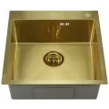 Мойка Раковина для кухни из нержавеющей стали AFLORN 50*50 см. Сталь SUS304. Цвет золотой сатин. В комплекте сифон с переливом.