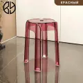 Табурет, акрил, прозрачный, красный, современный дизайн, штабелируемый, до 250кг, 33х33см