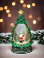 Новогодний фонарь Рождественская Ёлка, с эффектом снега, музыкальный, 28 см