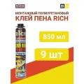 Rich клей-пена монтажная 850мл, 9шт