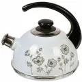 Чайник сталь, эмал, 2.5 л, свист, Космея, Рубин, черно-бел, T04/25/03/41