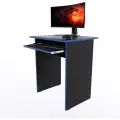 Компьютерный стол Минис+, 60х50х72,6 см, чёрный с синей кромкой