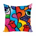 Подушка декоративная Губы и Сердца Пикассо 40х40 велюр
