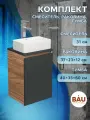 Комплект для ванной, 3 предмета (тумба Bau Dream 40, графит + раковина санфаянс накладная BAU Hotel mini 37х23, смеситель высокий Hotel Still)