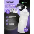 Детская антиколиковая бутылочка Twistshake для кормления, белая, 260 мл, от 2+ мес, подарок 2 пустышки
