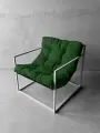 Кресло мягкое удобное для отдыха, уличное, на балкон, на веранду, в стиле лофт, минимализм, Комфи + велюр зеленый