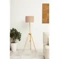 Светильник напольный/ Торшер Валерий-2/ Светильник интерьерный/ основание светло-коричневое, бежевый абажур