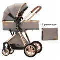 Коляска - трансформер 2в1 Luxmom V9, коляска для новорожденных (коричневая)