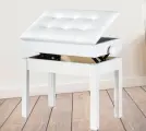 Банкетка для пианино, синтезатора регулируемая белая c отсеком для хранения / стул пианиста