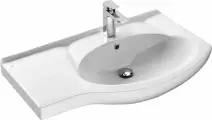 Мебельная раковина Santek Коралл 83 крыло слева фарфоровая, с левым крылом, раковина для ванной, белая, полукруглая