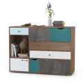 Комод винтажный Вайс цвет морское дерево винтаж/камень тёмный/бензин/мята/белый премиум