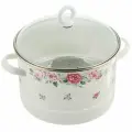 Кастрюля с крышкой Пароварка Императорская роза 6л, Ejiry Эмалированная сталь