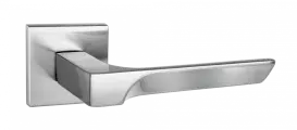 Ручка дверная межкомнатная на квадратной розетке Румо, никель матовый