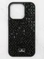 Чехол Swarovski, для iPhone 15 Pro, ударопрочный, защита камеры, силикон Черный