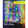 Гирлянда световой занавес Navigator 93 645, 1.5 х 1.2 м, белый свет, прозрачный провод, IP20