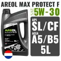 Синтетическое моторное масло Areol Max Protect F 5W-30 A5/B5, 5 л, 1 шт.