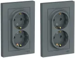 Розетка Schneider Electric AtlasDesign двойная с заземлением грифель (комплект из 2 шт)