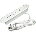 Встраиваемая врезная розетка для стола на 2 EURO розетки, USB Type A, USB Type C, с выключателем, для столешницы