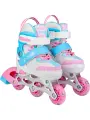 Роликовые коньки 2в1 с лезвием раздвижные (ролики, коньки) сияние бело-голубой (размер 33-36) арт. КР-0107