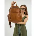 Рюкзак городской PouchMan, женский, натуральная кожа, 12 л, 32х23х17 см, коричневый